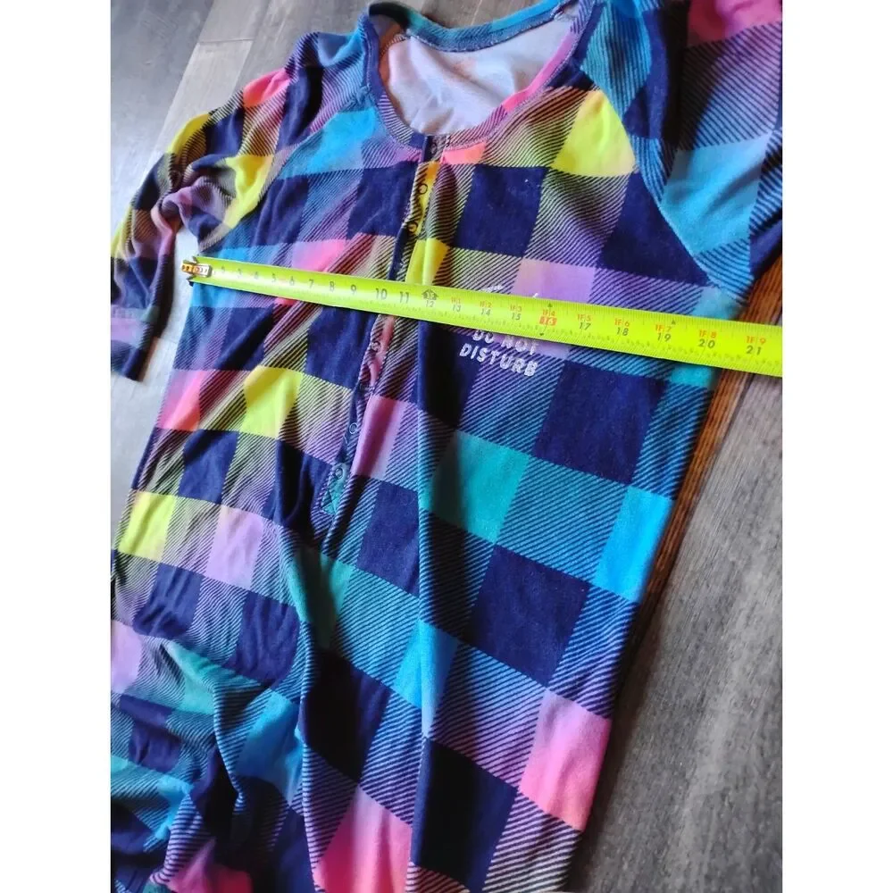 Justice Girls Size Large Colorfully Checkered Union Suit Sleepwear/ Pajamas